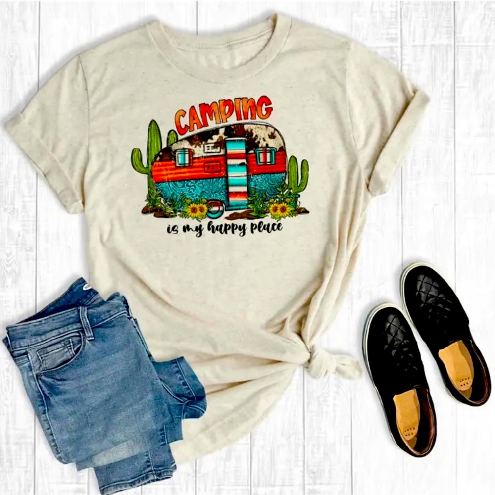 Camping Is My Happy Place Tee
